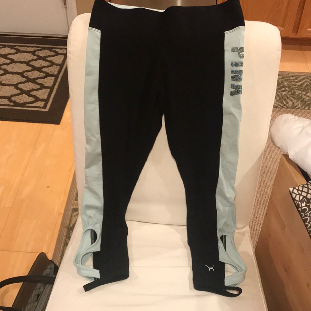 NWOT VS PINK sequins leggings w/ baby blue